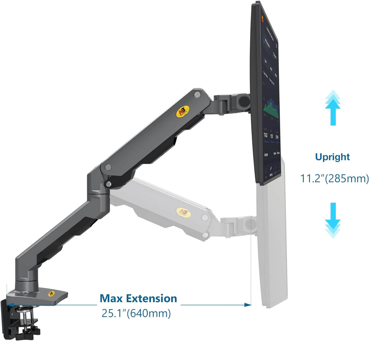 NB 22-45" Gas Spring Monitor Arm w/ 360° Swivel & Tilt | G60 Free Shipping