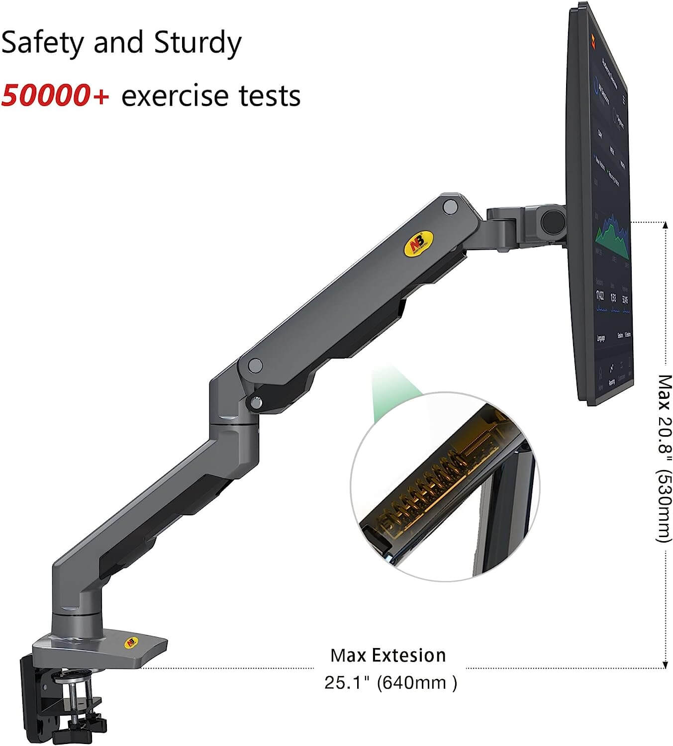 NB 22-45" Gas Spring Monitor Arm w/ 360° Swivel & Tilt | G60 Free Shipping