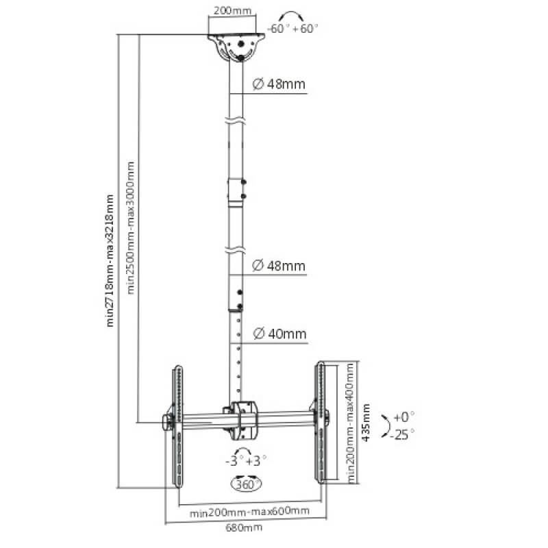 Lumi Telescopic Full-motion TV Ceiling Mount| 37"-70" LED, LCD flat panel TVs, free shipping