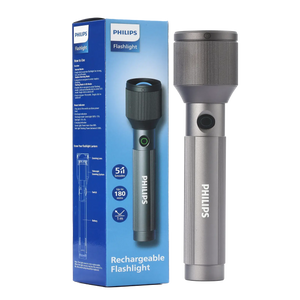 Philips Aircraft Aluminium Alloy 25cms Zoom LED Rechargeable Flashlight / Torch – 1100Lumens, 950m Range, 3000mAh SFL2143/56 free shipping