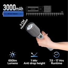 Philips Aircraft Aluminium Alloy 22.5cms LED Rechargeable Flashlight / Torch – 650Lumens, 450m Range, 3000mAh SFL2243/56 free shipping