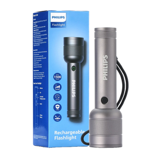 Philips Aircraft Aluminium Alloy 16.5cm LED Rechargeable Flashlight / Torch – 1500Lumens, 368m Range, 3500mAh – SFL6166R/56 free shipping