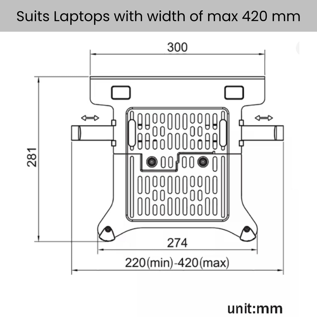 NB FP2 Laptop VESA Mount Holder : 10 to 17 inches | VESA 100x100 - GADGET WAGON Laptop Risers & Stands free shipping