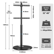 Universal Swivel Floor TV Stand for 32–65 Inch TVs, Height Adjustable Corner TV Mount with Cable Management & Safety Lock, 40 kgs load capacity