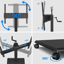 Rolling TV Stand with 90° Swivel Rotation for 42–75 Inch TVs, Height Adjustable Mobile TV Cart with Lockable Wheels, VESA 100×100–600×400, free shipping
