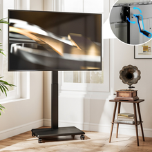 Rolling TV Stand with 90° Swivel Rotation for 42–75 Inch TVs, Height Adjustable Mobile TV Cart with Lockable Wheels, VESA 100×100–600×400, free shipping