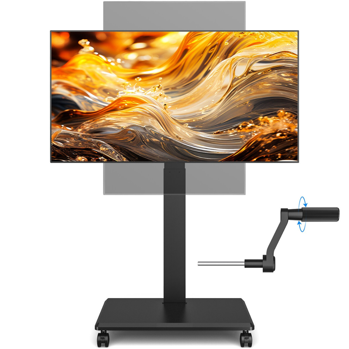 Rolling TV Stand with 90° Swivel Rotation for 42–75 Inch TVs, Height Adjustable Mobile TV Cart with Lockable Wheels, VESA 100×100–600×400, free shipping