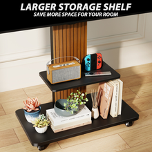 Luxury Floor TV Stand with Mount for 55–86 Inch TVs, Solid Wood Grille & Aluminum Frame, Adjustable Height Rolling Stand with VESA 100×100–800×600, free shipping