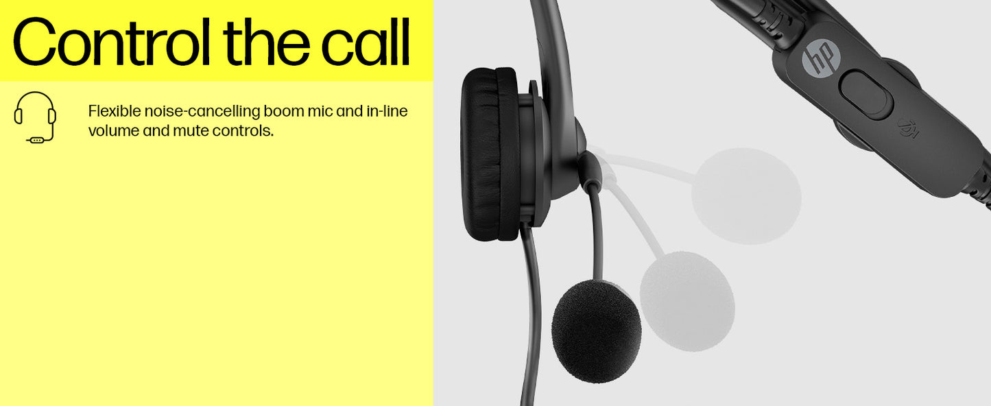 HP Stereo 3.5mm Over Ear Wired Headset with Mic (Black) T1A66AA