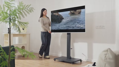 42–75 Inch Rolling TV Stand with 90° Verical Rotation for  TVs, Height Adjustable Mobile TV Cart with Lockable Wheels