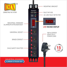 MX Extension Board 4 Outlet 1500W 6/16 AMP Digital Display 4126