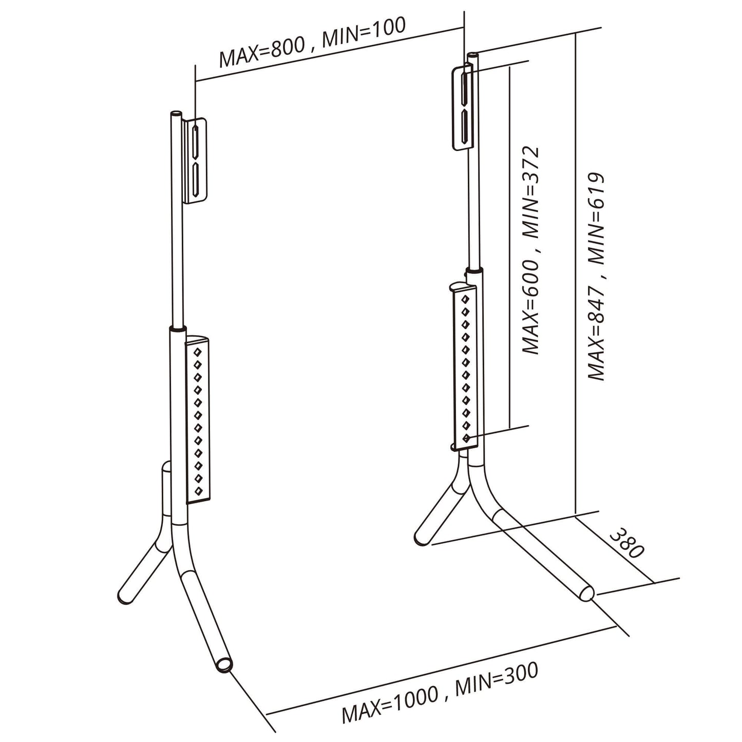 gadget wagon Table Top TV Stand 37 To 85 inches Universal Height Adjustable Up to 40 kg free shipping