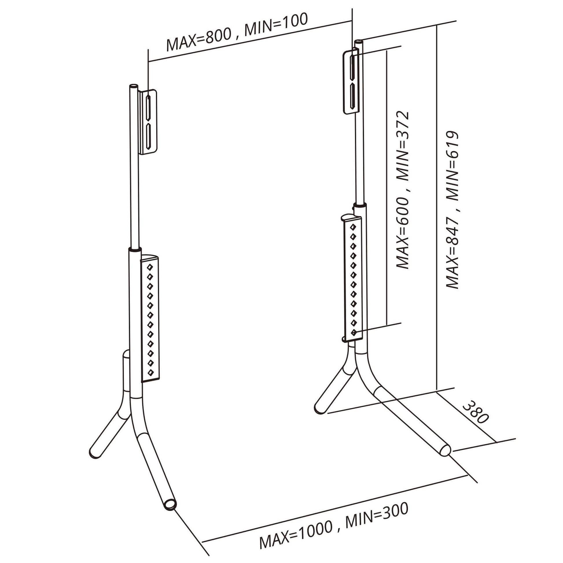 gadget wagon Table Top TV Stand 37 To 85 inches Universal Height Adjustable Up to 40 kg free shipping