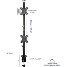 13 to 27 Inches Dual Monitor Mount Vertical Mount for desk arm 2 clamp type - GADGET WAGON Monitor Arm