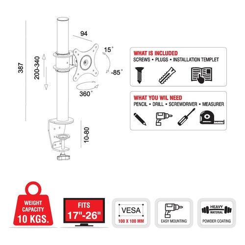 14 - 27 Inches LED Monitor Desk Mount Stand Table Bracket Clamp vesa 100 x 100 mm - GADGET WAGON TV Wall & Ceiling Mounts