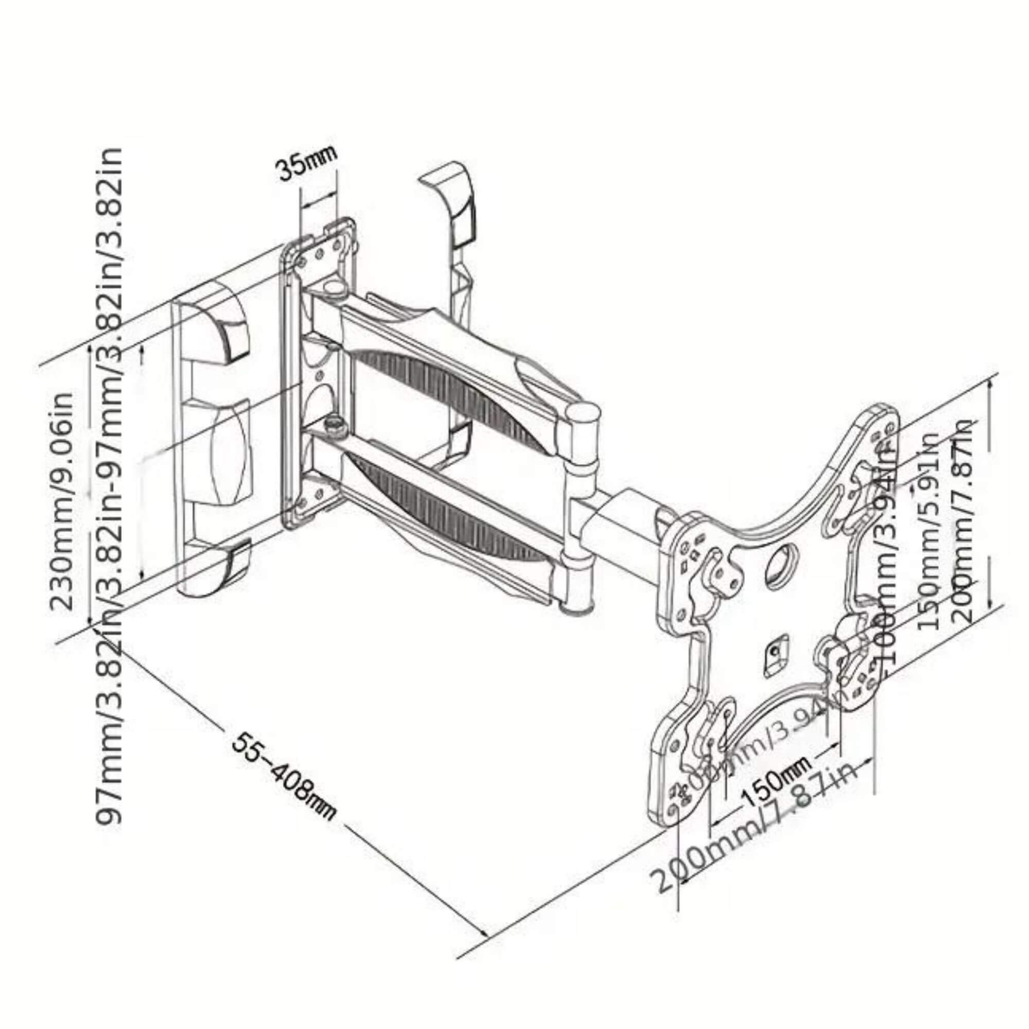 14 to 43 Inch led TV Wall Mount Movable Swivel Corner Bracket P4, Swivel and Tilt Corner, Full Motion - GADGET WAGON TV Wall & Ceiling Mounts