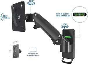 17-27 Inch Gas Spring Monitor Wall Mount Bracket Full Motion Articulating Swivel for Display - GADGET WAGON Gas Spring Arm