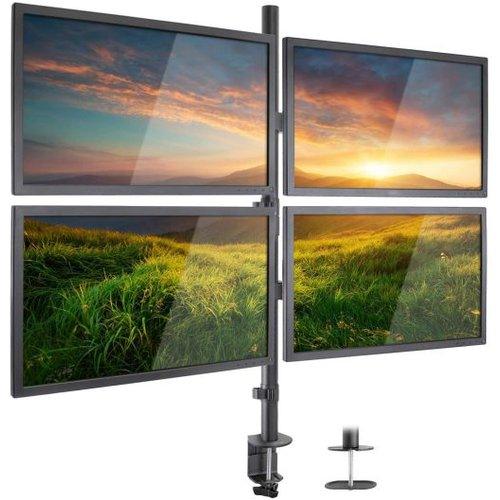17 - 27" Inches Quad 4 Monitor Desk Mount Desk Stand - Table mount bracket - Clamp Type - GADGET WAGON TV Wall & Ceiling Mounts