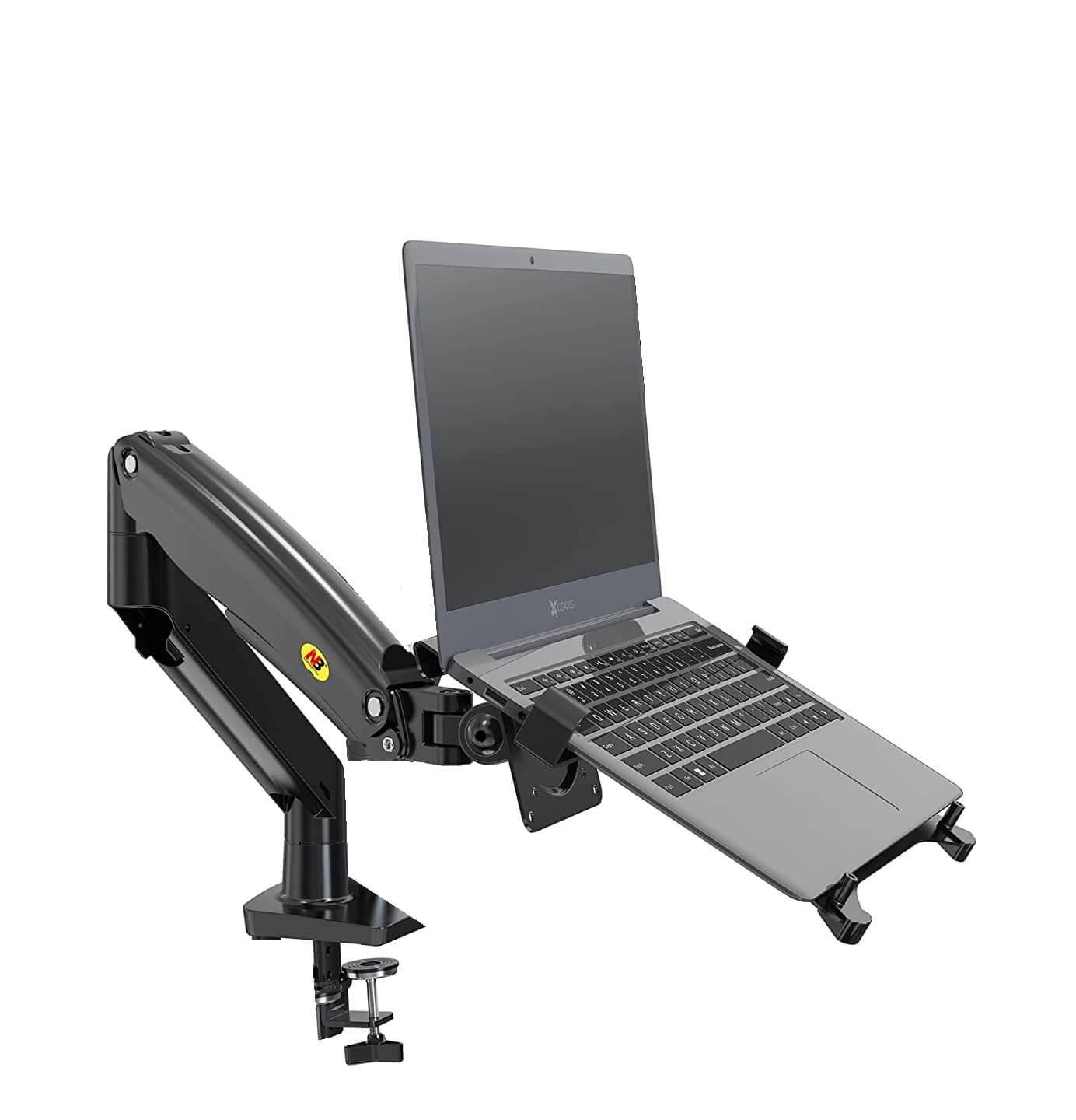17 to 27 inch Gas Strut LED Monitor Desk Arm with Laptop Tray 360 Degree Swivel tilt F80 Fp2 - GADGET WAGON Gas Spring Arm