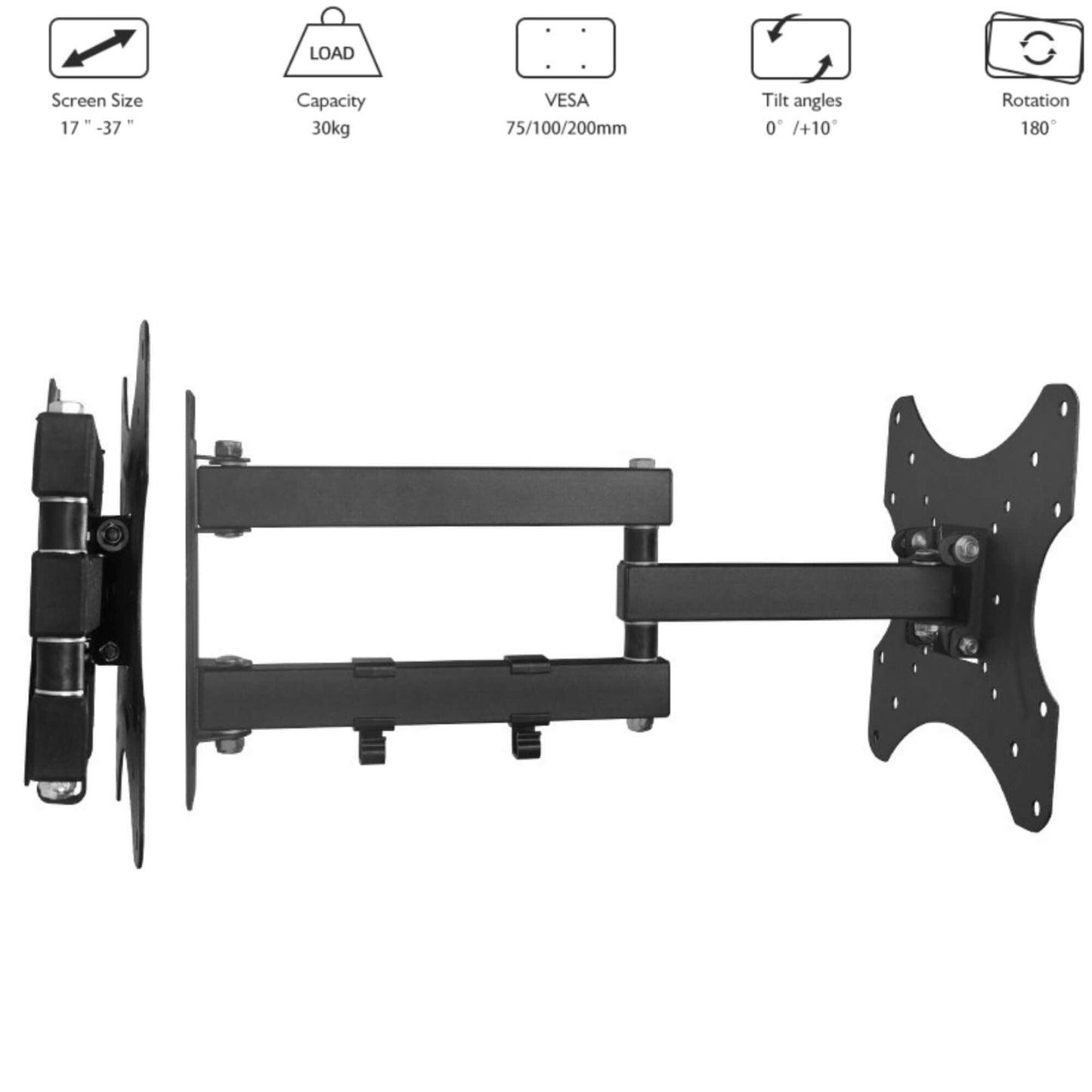 17 to 32" Inches 180 Degree Swivel 15 Degrees tilt Full Motion Corner tv Wall Mount for LCD LED Plasma TV & Monitor - GADGET WAGON TV Wall & Ceiling Mounts