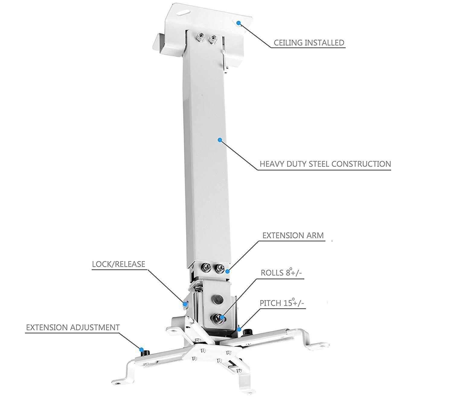2 Feet Heavy Duty Projector Tilt Mount for Wall and Ceiling - GADGET WAGON ACCESSORY_OR_PART_OR_SUPPLY