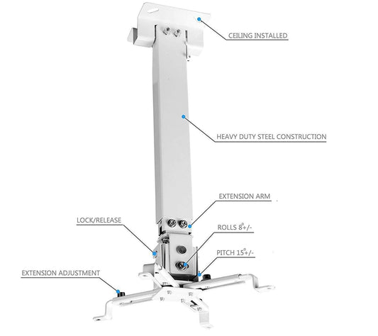 2 Feet Heavy Duty Projector Tilt Mount for Wall and Ceiling - GADGET WAGON ACCESSORY_OR_PART_OR_SUPPLY