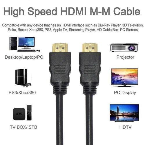 2 Meters HDMI Cable Gold Plated: Premium Quality, Durable Construction, Long Reach, Crystal Clear Picture and Sound - GADGET WAGON HDMI Cables