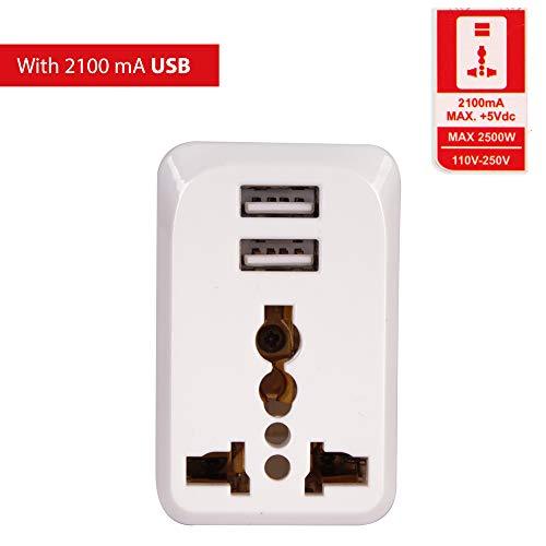 2 USB 2.1A Adapter with Universal Input Socket3 pin Multiplug - GADGET WAGON Travel Converters & Adapters