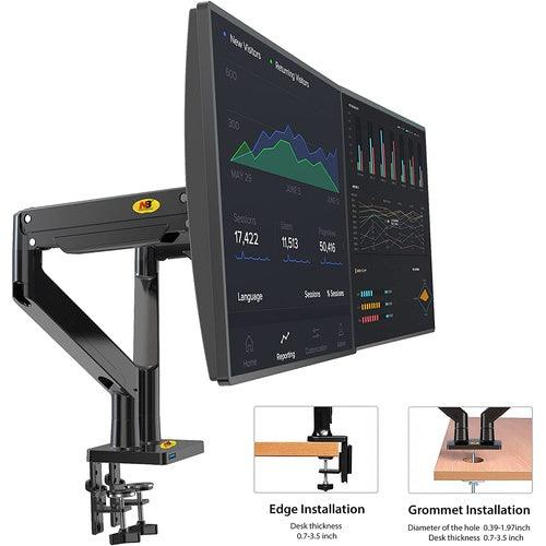 22'' to 32" Gas Strut Dual Monitor Arm Full Motion desk mount stand NB G35 - GADGET WAGON Gas Spring Arm