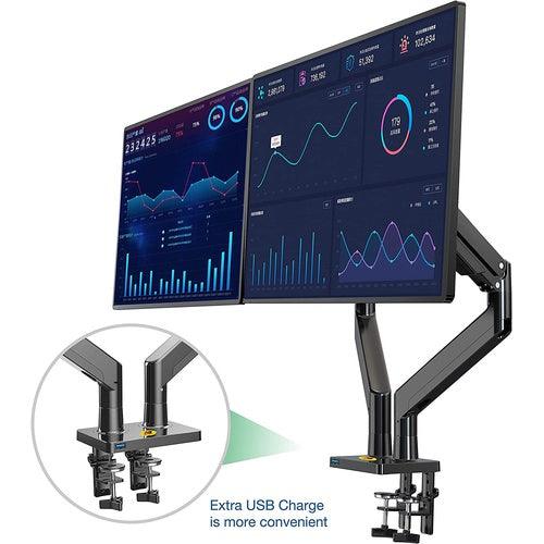 22'' to 32" Gas Strut Dual Monitor Arm Full Motion desk mount stand NB G35 - GADGET WAGON Gas Spring Arm