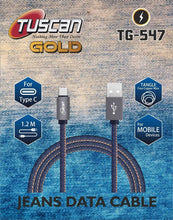 2.4A Type C Fast Charge and sync Data Transfer Cable 1 Meter Denim Coating Material - GADGET WAGON ELECTRONIC_CABLE