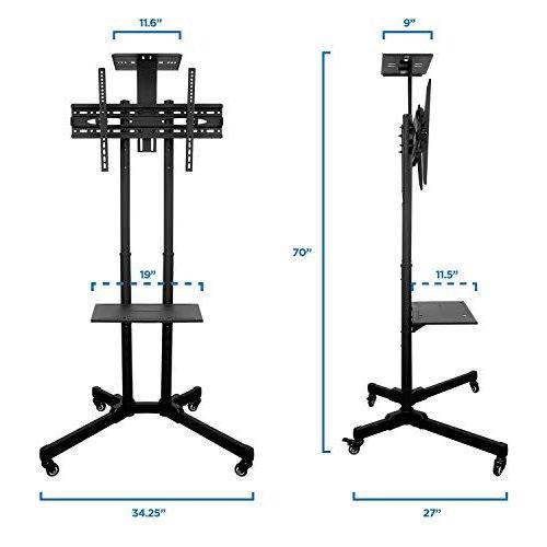 32 - 55" LED TV Cart trolley Stand Tempered Glass Base Portable with wheels - GADGET WAGON TV CARTS