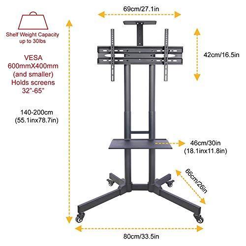 32 - 65" LED TV Floor Stand Telescopic Button Press Height Adjustment - GADGET WAGON TV CARTS