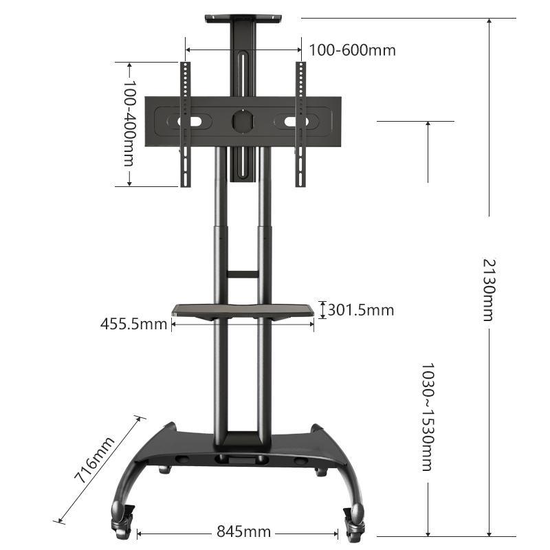 32 - 70" LED LCD TV Portable Rolling Wheel Stand VC & AV Shelf Cart Trolley - GADGET WAGON TV CARTS