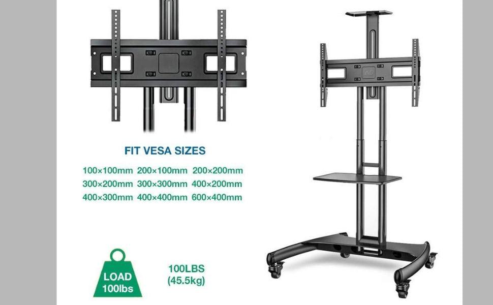 32 - 70" LED LCD TV Portable Rolling Wheel Stand VC & AV Shelf Cart Trolley - GADGET WAGON TV CARTS