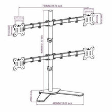 4 Monitor Stand Up Desk Table Stand | Heavy Duty | Fully Adjustable Tilt Function and Swivel | 13-27
