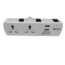 4 Plug Plastic Extension Socket with 2 USB, Individual Switch, LED Indicator for PC, TV Set, Small Appliances, White - GADGET WAGON Travel Converters & Adapters