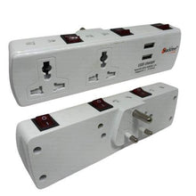 4 Plug Plastic Extension Socket with 2 USB, Individual Switch, LED Indicator for PC, TV Set, Small Appliances, White - GADGET WAGON Travel Converters & Adapters