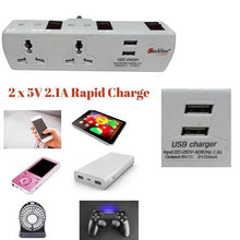 4 Plug Plastic Extension Socket with 2 USB, Individual Switch, LED Indicator for PC, TV Set, Small Appliances, White - GADGET WAGON Travel Converters & Adapters