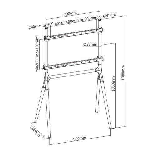 40 - 70 " EASEL STUDIO TV FLOOR STAND WITH FOUR LEGS FS12-46F-01 - GADGET WAGON Entertainment Centers & TV Stands