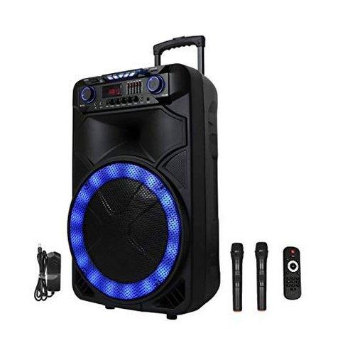 Mitsun 15" trolley Bluetooth speaker with 2 wireless Mics tweeter rechargeable