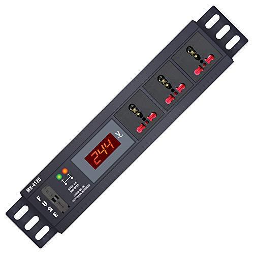 MX 3 Outlet Universal Surge Protector Power Strip with Live Voltage Display 6/16 Amp Parameter 30W ~ 265V Power Cord -1.5 mtr Wall Rack Mount PDU