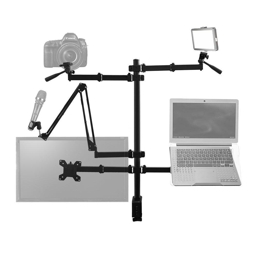 5 in 1 Monitor Stand Arm | Multi-Function Live Broadcast Bracket | Notebook Flash Microphone Display Bracket - GADGET WAGON Monitor Arm