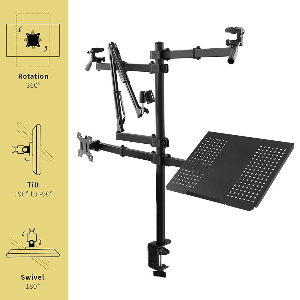 5 in 1 Monitor Stand Arm | Multi-Function Live Broadcast Bracket | Notebook Flash Microphone Display Bracket - GADGET WAGON Monitor Arm