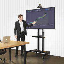 50-86 Inch LED LCD TV Portable Wheel Stand with VC & AV Shelf | Durable & Adjustable TV Cart for Easy Movement - GADGET WAGON 1800-70-1P