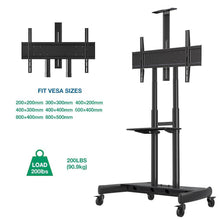 50-86 Inch LED LCD TV Portable Wheel Stand with VC & AV Shelf | Durable & Adjustable TV Cart for Easy Movement - GADGET WAGON 1800-70-1P