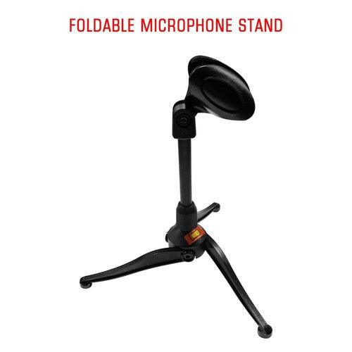 Microphone Stand - Height Adjustable,Stable Tripod Leg Base,Desk Tripod Use,Foldable,Compact Mic Stand