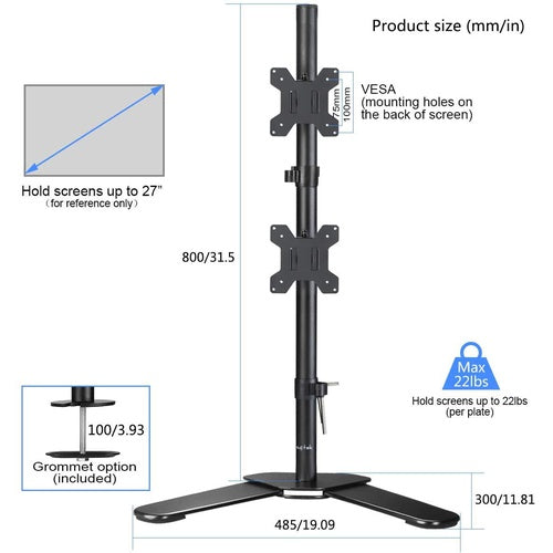 13 - 27" Dual LED LCD Monitor Stand up Desk Arm Mount 2