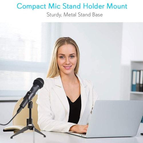 Microphone Stand - Height Adjustable,Stable Tripod Leg Base,Desk Tripod Use,Foldable,Compact Mic Stand
