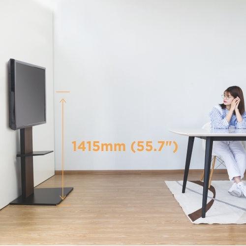 37 - 70" MODERN SLIM TV FLOOR STAND WITH EQUIPMENT SHELF FS16-46TD